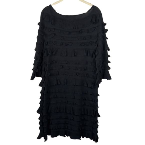 Nicole Miller Studio One Black Ruffle Knit Sheath Dress Size S - Picture 3 of 6